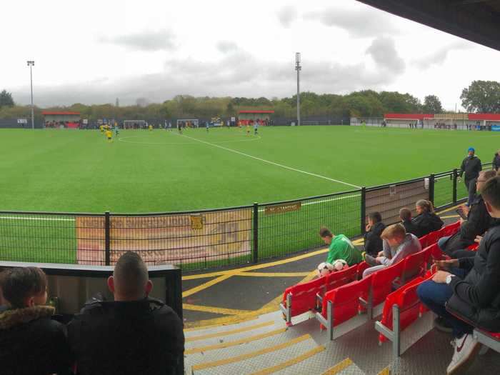 Fed and watered, I observed the second half from the best view in the house, in the stand, sheltered from the rain.