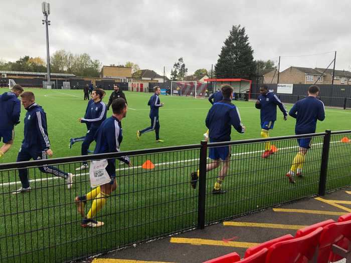 The crowd started to gather about an hour before kick-off, just as the players started warming up.