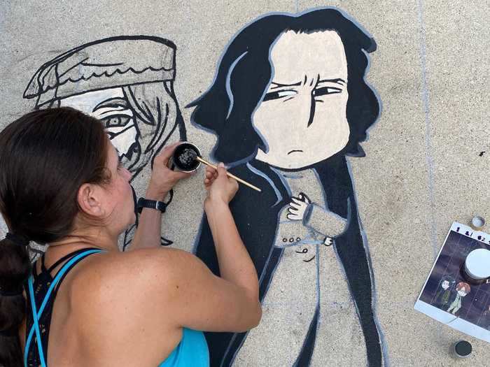 The Paces also commissioned a 17-foot mural of characters from the "Harry Potter" series in their driveway.