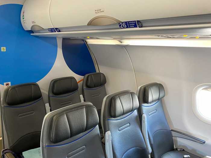 The legroom reduction allows for two extra rows in the back of the plane, 26 and 27. Non-restyled Airbus A320s in JetBlue