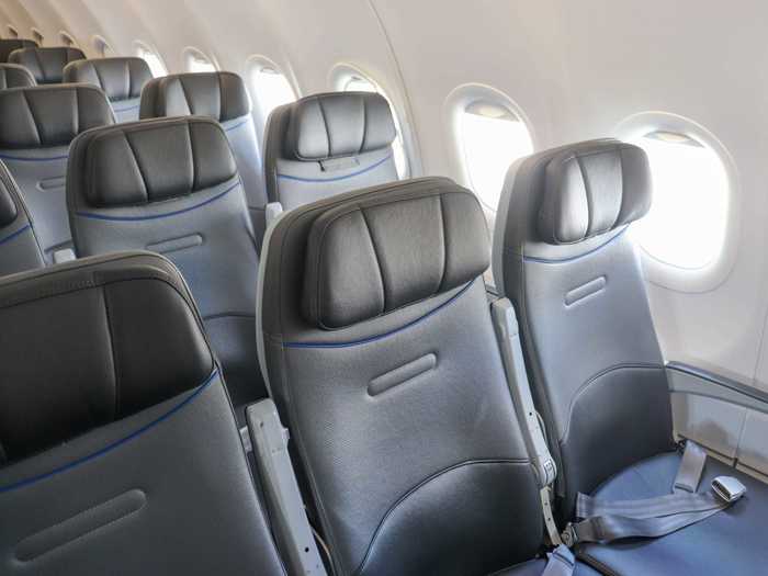 Normal seats, known as "core," are marked with a blue stripe under the headrest.