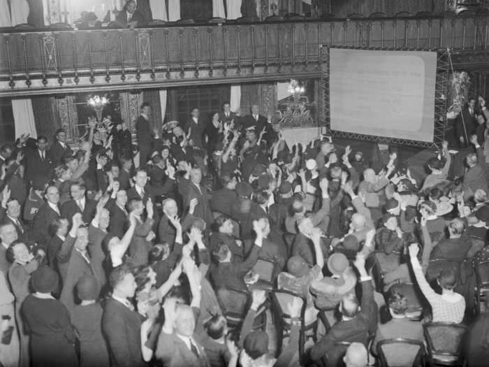 While some took to the streets to celebrate, others attended fancy events on the 1932 election night.