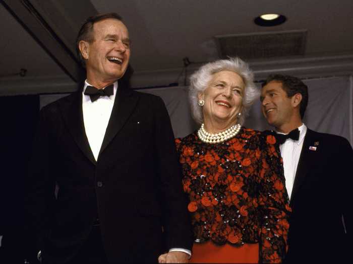 Barbara Bush wore a strand of fake pearls and a pair of $29 shoes to George H.W. Bush