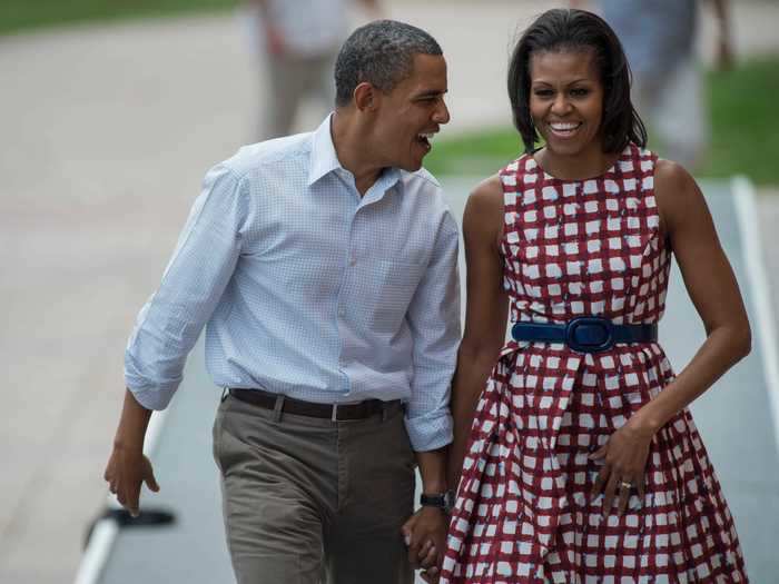 Michelle Obama turned heads in an ASOS dress while campaigning in Iowa in 2012.