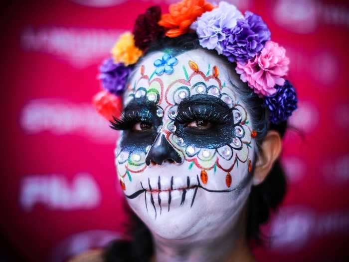 The character is often an inspiration for face paint on the holiday, and "calavera" means skull.