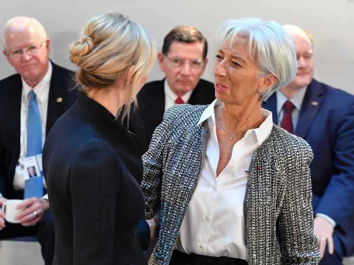 In a cringeworthy moment that went viral, Ivanka also unsuccessfully tried to get involved in a conversation with French president Emmanuel Macron, British Prime Minister Teresa May, Canadian PM Justin Trudeau, and IMF leader Christine Lagarde.