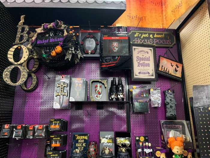 Customers could check out an entire wall of decor inspired by the Halloween classic "Hocus Pocus."