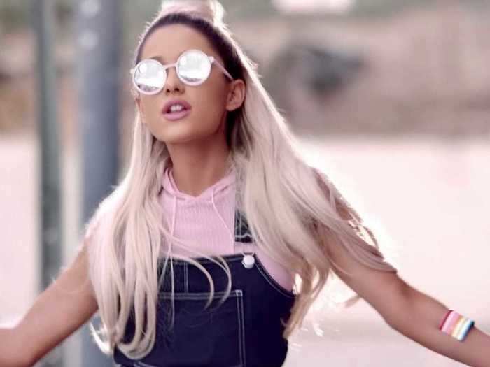 Grande wore a retro outfit for her "Faith" video, alongside Stevie Wonder