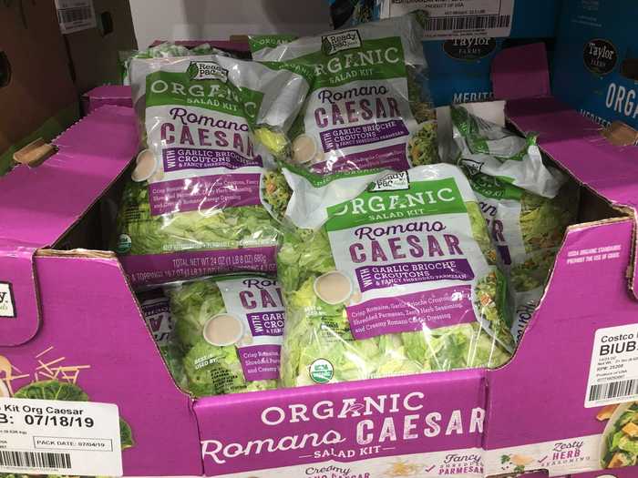 This organic Romano Caesar salad kit comes with all the fixings.