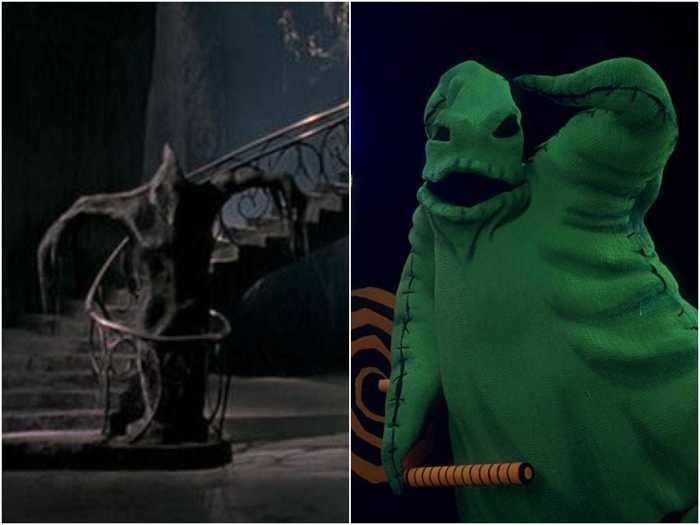 When Peg enters the mansion, the statue behind her looks eerily similar to the Oogie Boogie man from 