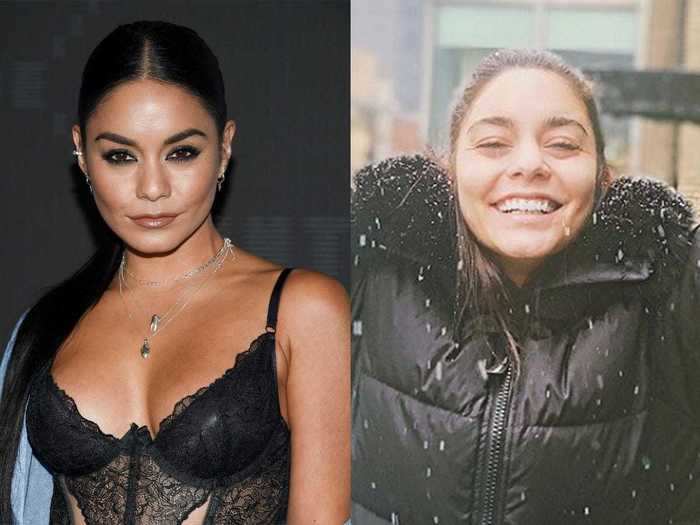 Vanessa Hudgens braved a snowstorm while wearing a giant coat and no makeup.