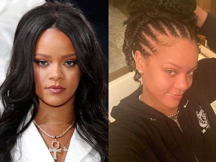 Rihanna seemingly ditched most makeup products the next day.