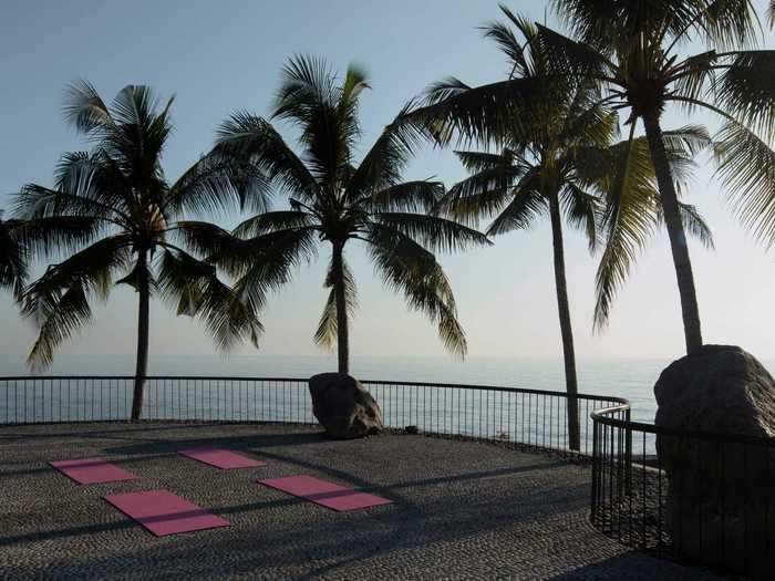 ... and the oceanfront yoga pavilion.