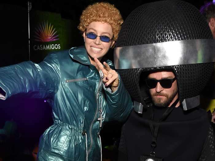 Jessica Biel went as her husband Justin Timberlake for Halloween 2019.