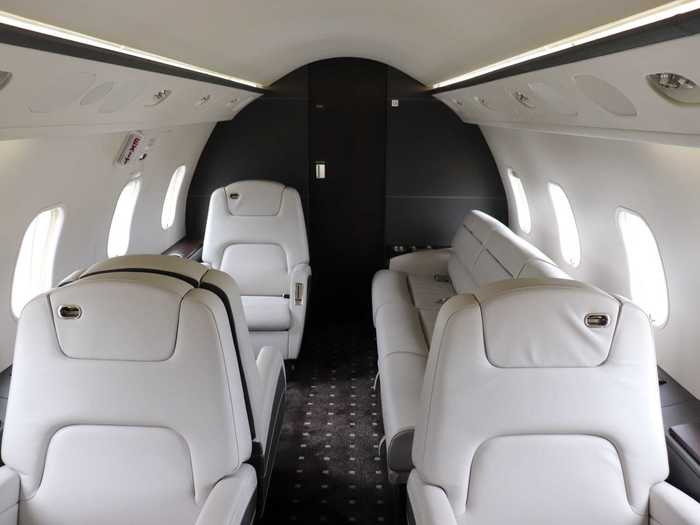 Inside the plane, the stand-up cabin seats nine passengers normally, four in the front and five in the back.