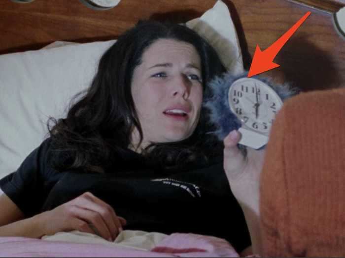 Lorelai keeps using her fuzzy blue alarm clock, even though it caused her to oversleep on Rory