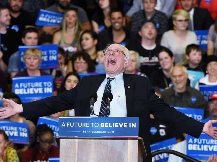 Bernie Sanders gave an animated speech in Las Vegas, Nevada, in 2016.