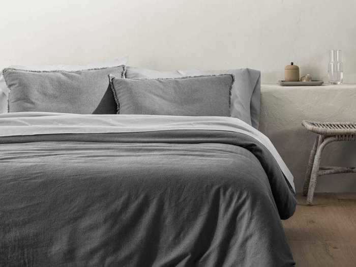 This heavyweight linen-blend comforter and sham set can cozy up your bedroom.