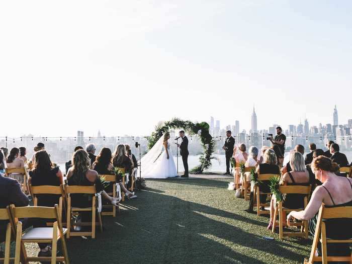 Viola and Kleinhanz were married on a rooftop overlooking New York City.