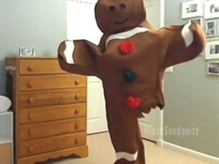 His creative one-legged Halloween costumes have become an annual tradition, starting with the half-eaten gingerbread man from "Shrek" in 2010.