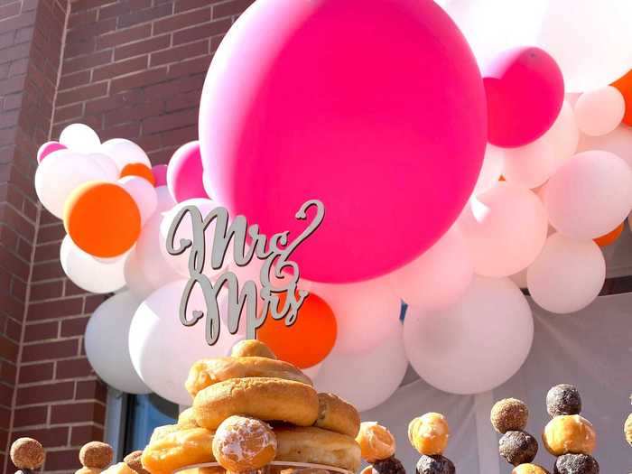 There was also a dessert table complete with a doughnut wedding cake.