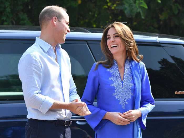 During the same trip, Middleton wore a bright-blue traditional kurta from Pakistani designer Kaheen Khan.