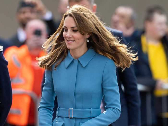 Middleton rewore an Alexander McQueen coatdress to attend the naming ceremony of the research ship RRS Sir David Attenborough.