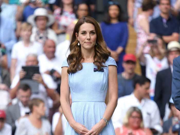 For another day at Wimbledon in 2019, Middleton wore an Emilia Wickstead dress with cap sleeves.