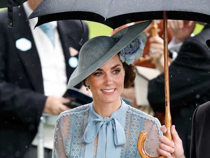 Middleton arrived for day one of the 2019 Royal Ascot wearing an intricate Elie Saab dress.