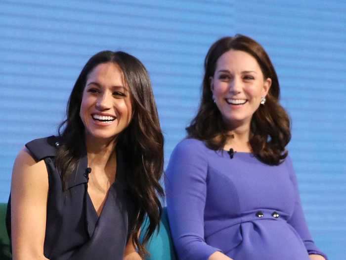 For the first annual Royal Foundation Forum, Middleton wore a tailored dress from Séraphine, a maternity line she