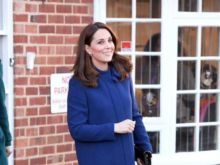 Middleton arrived to open the Action On Addiction Community Treatment Center in a royal blue coat from the British label Goat.