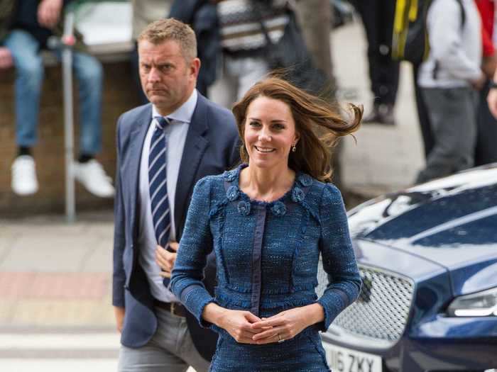 Middleton arrived at the Kings College Hospital wearing another tweed two-piece set from Rebecca Taylor.