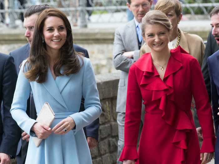 Middleton arrived in Luxembourg for a royal visit wearing a bespoke Emilia Wickstead coatdress.