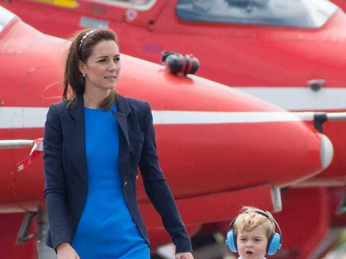 Middleton wore a blue dress and navy blazer to a royal air show in 2016.