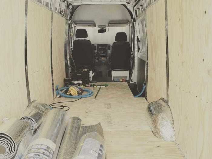 For the next two months, Dennis used his woodworking skills to turn the van into a livable space.