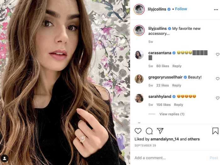 Lily Collins received an engagement ring with a unique see-through detail.