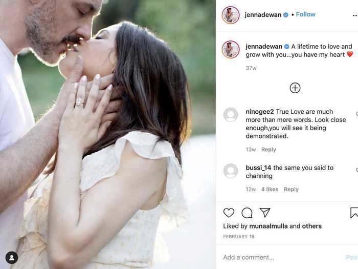 Jenna Dewan and her fiancé Steve Kazee embraced after getting engaged.