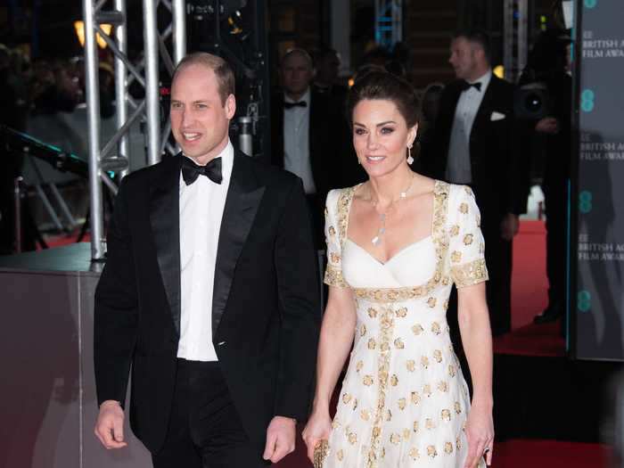 In February, Middleton rewore a white and gold Alexander McQueen gown from 2012 to the 2020 BAFTAs.