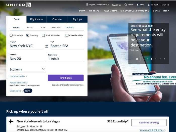 United Air Lines: If you have a future flight credit with United, you wouldn