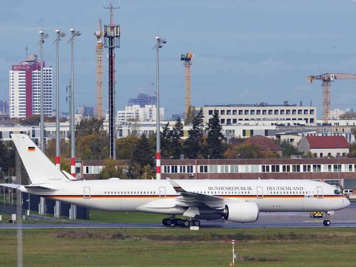 One familiar face is the new German "Air Force One," an Airbus A350-900 XWB delivered earlier this year.