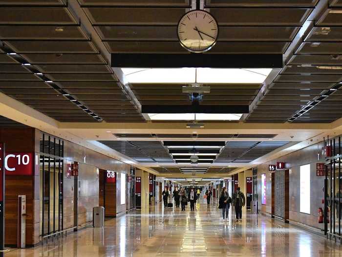 The terminal is stacked vertically with gates for flights departing the Schengen Area located on this upper level.