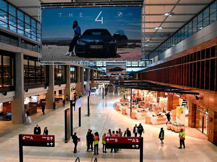 The south pier features an additional nine jetway-equipped gates intended for smaller aircraft while the Terminal 2 north pier has 12 gates, connected by a walkway to Terminal 1 and the main pier.