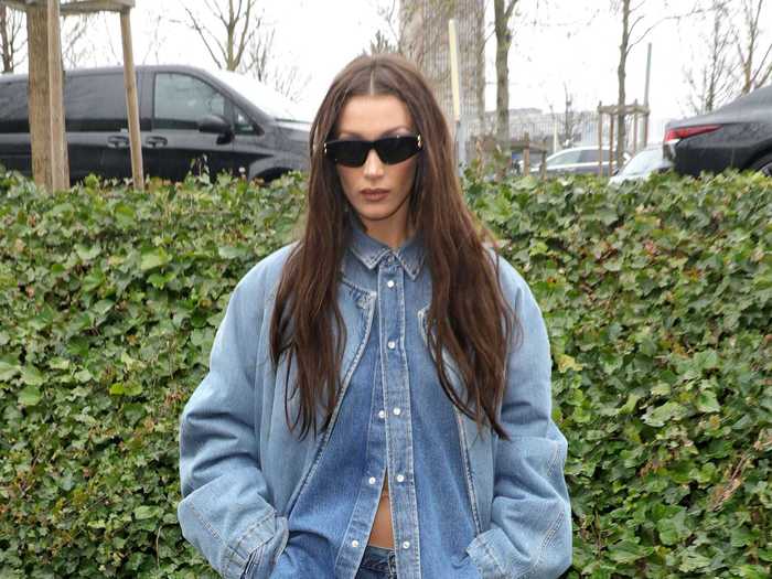 Bella Hadid wore an oversized, all-denim look to attend Balenciaga