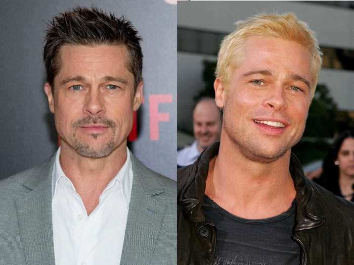 Brad Pitt showed up to the premiere of "Mr. and Mrs. Smith" with platinum hair.