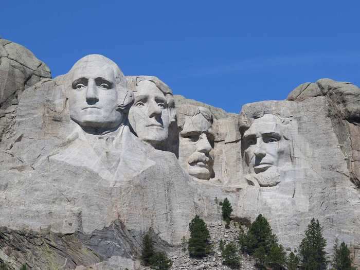 Mount Rushmore in Keystone, South Dakota, was carved into the Black Hills — a sacred site for the Lakota Sioux.