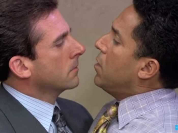 The awkward kissing scene between Michael and Oscar on "The Office" was not scripted.