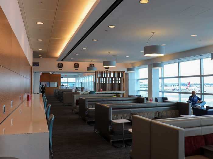 The scores of open seats during midday on what would normally be a busy time for business travelers show the lounge still has a long way to go in terms of reaching capacity.