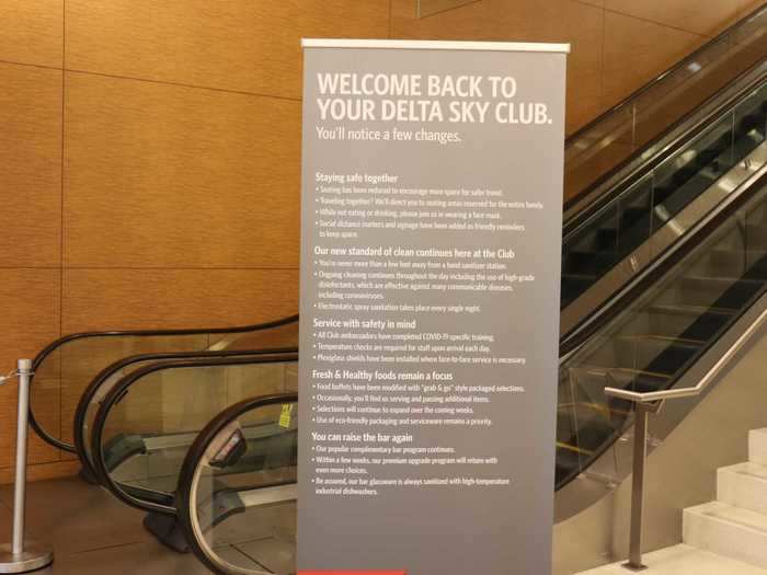 A larger banner then outlines all of the changes being implemented by the airline before ascending into the lounge.