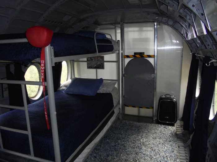 Three guests can stay in the aircraft with two bunks beds comprising the master bedroom.