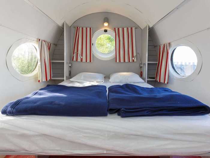 The master bedroom is tucked away in the back of the plane with a double-bed that can sleep two.